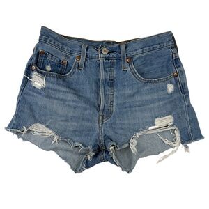 Levi's 501 Original Women's High-Rise Jean Denim Shorts Medium Indigo Size 28